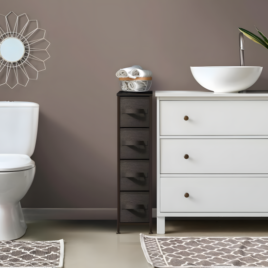 Steel and Fabric 4-Drawer Storage Dresser